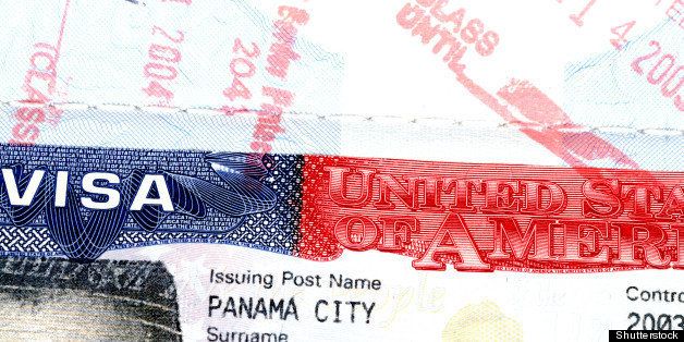 macro shot of a u.s. visa on a...