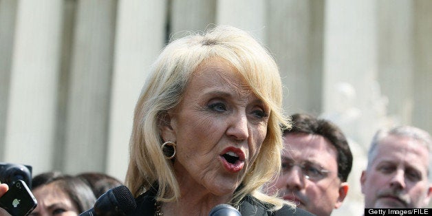 WASHINGTON, DC - APRIL 25: Arizona Gov. Jan Brewer speaks to the media after arguments at the U.S. Supreme Court, on April 2