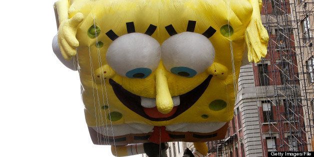 NEW YORK, NY - NOVEMBER 22: The Spongebob Squarepants balloon is seen during the 86th Annual Macy's Thanksgiving Day Parade on November 22, 2012 in New York City. (Photo by Mike Lawrie/Getty Images)
