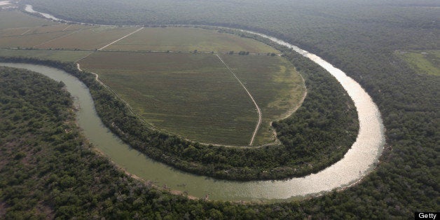 HAVANA, TX - MAY 20: The Rio Grande snakes westward, forming the border between Mexico (L), and the United States on May 20,