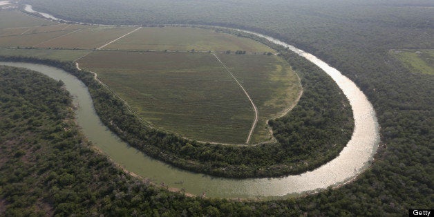 HAVANA, TX - MAY 20: The Rio Grande snakes westward, forming the border between Mexico (L), and the United States on May 20, 2013 near Havana, Texas. The Rio Grande Valley area has become the busiest sector for illegal immigration on the entire U.S.-Mexico border with more than a 50 percent increase in the last year. (Photo by John Moore/Getty Images)