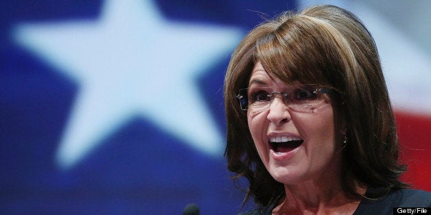 HOUSTON, TX - MAY 03: Former Alaska Gov. Sarah Palin speaks during the 2013 NRA Annual Meeting and Exhibits at the George R. Brown Convention Center on May 3, 2013 in Houston, Texas. More than 70,000 peope are expected to attend the NRA's 3-day annual meeting that features nearly 550 exhibitors, gun trade show and a political rally. The Show runs from May 3-5. (Photo by Justin Sullivan/Getty Images)