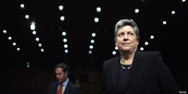 WASHINGTON, DC - APRIL 23: Homeland Security Secretary Janet Napolitano prepares to testify before the Senate Judiciary Committee on Capitol Hill April 23, 2013 in Washington, DC. Napolitano answered questions from senators about the proposed immigration reform legislation and the Boston Marathon bombing suspects. (Photo by Chip Somodevilla/Getty Images)