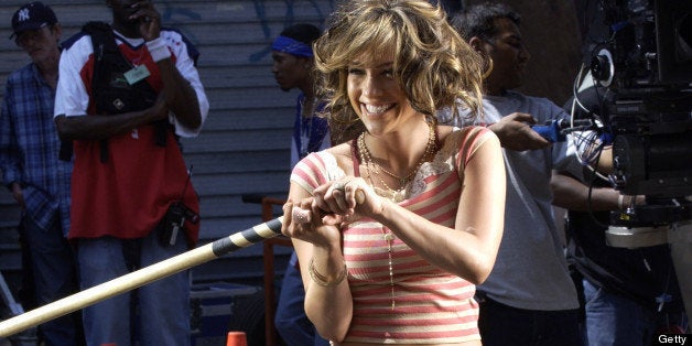 Jennifer Lopez during Jennifer Lopez Filming 'I'm Gonna Be Alright' Music Video in Harlem, New York City at 119th Street, Manhattan in New York City, New York, United States. (Photo by Tom Kingston/WireImage)