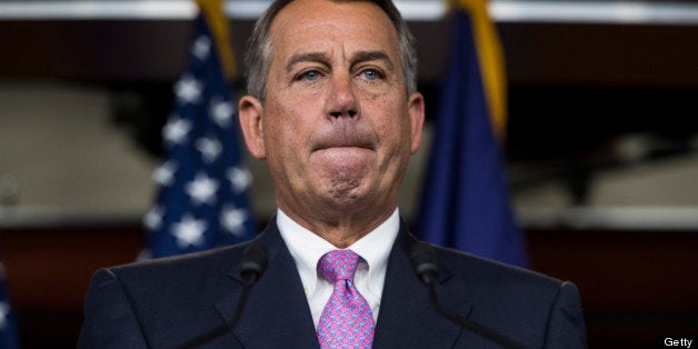 UNITED STATES - JUNE 27: Speaker of the House John Boehner, R-Ohio, speaks during his weekly on camera news conference in the Capitol on Thursday, June 27, 2013. (Photo By Bill Clark/CQ Roll Call)