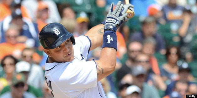 DETROIT, MI - JULY 11: Miguel Cabrera #24 of the Detroit Tigers bats during the game against the Chicago White Sox at Comeri