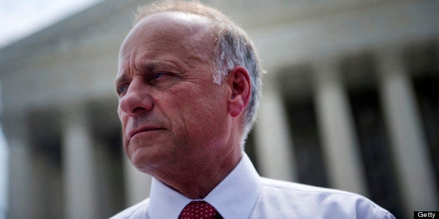 UNITED STATES - JUNE 28: Rep. Steve King, R-Iowa, after speaking to disappointed opponents of the Affordable Care Act. The Supreme Court's decided to uphold the law, voting 5-4. (Photo by Chris Maddaloni/CQ Roll Call)