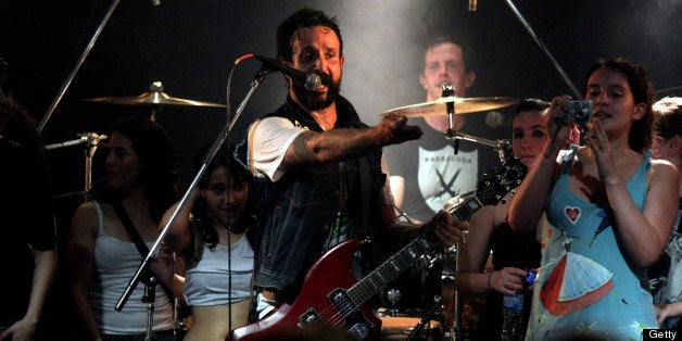 BUENOS AIRES, ARGENTINA - OCTOBER 20 : Tito Fuentes of the Mexican band Molotov performs on stage during their concert at La Tratienda on October 20, 2010 in Buenos Aires, Argentina. (Photo by Alejandro Kaminetzky/LatinContent/Getty Images)