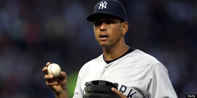 The New York Yankees' Alex Rodriguez appears after throwing out the Chicago White Sox' Adam Dunn in the second inning at US Cellular Field in Chicago, Illinois, Monday, August 5, 2013. (Scott Strazzante/Chicago Tribune/MCT via Getty Images)