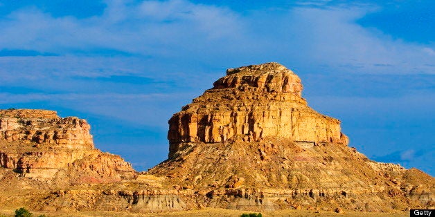 A sandstone butte in Chaco Culture National Historical Park scenery, New Mexico, United States of America, North America
