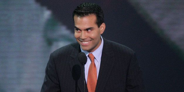 NEW YORK - AUGUST 31: George P. Bush gestures while speaking on night two of the Republican National Convention August 31, 2004 at Madison Square Garden in New York City. (Photo by Alex Wong/Getty Images)