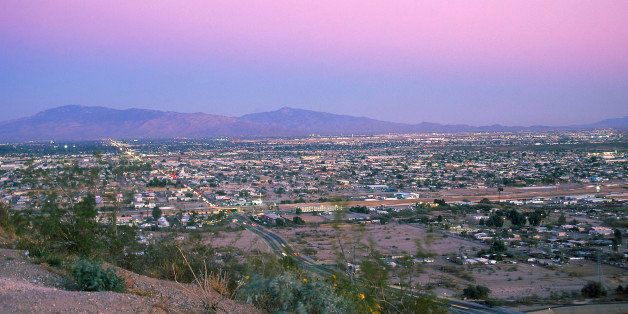 View of Tucson at dusk from Sentinel Park, Arizona