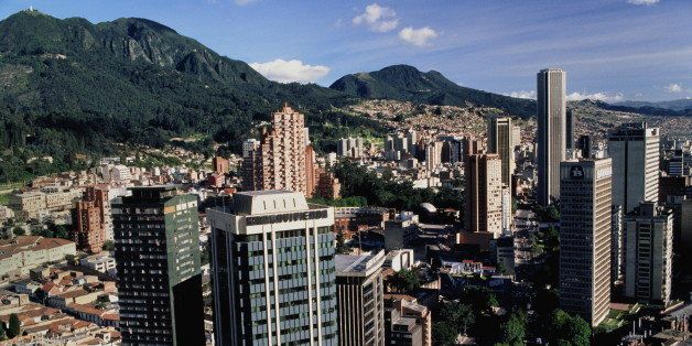 Colombia, Bogota, international and banking area, elevated view