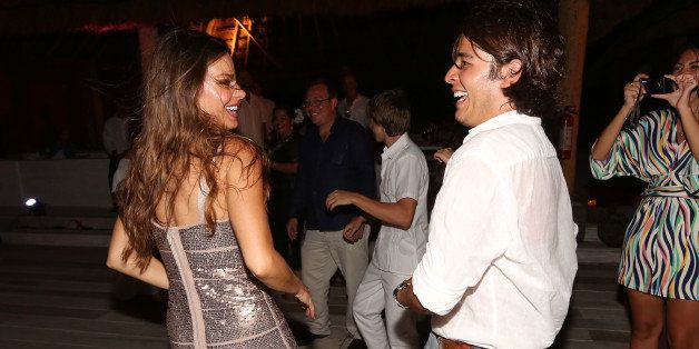 PLAYA DEL CARMEN, MEXICO - JULY 10: (EXCLUSIVE COVERAGE)(NO TABLOIDS) Sofia Vergara and her son Manolo Gonzalez celebrate her 40th birthday at the Rosewood Mayacoba on July 10, 2012 in Playa del Carmen, Mexico. (Photo by Jesse Grant/WireImage)