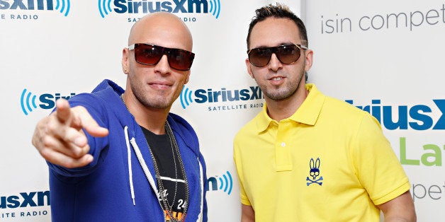 NEW YORK, NY - JUNE 06: Alexis y Fido (L-R Fido and Alexis) visit the SiriusXM Studios on June 6, 2013 in New York City. (P