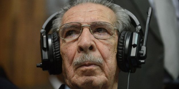 Former Guatemalan de facto President (1982-1983), retired General Jose Efrain Rios Montt, 86, is seen after listening his sentence on charges of genocide committed during his regime, in Guatemala City, on May 10, 2013. Rios Montt was found guilty of genocide and war crimes on Friday in a landmark ruling stemming from massacres of indigenous people in his country's long civil war. Rios Montt thus became the first Latin American convicted of trying to exterminate an entire group of people in a brief but particularly gruesome stretch of a war that started in 1960, lasted 36 years and left around 200,000 people dead or missing. AFP PHOTO / Johan ORDONEZ (Photo credit should read JOHAN ORDONEZ/AFP/Getty Images)
