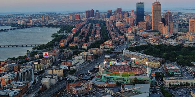 BOSTON, MA - JULY 30: An aerial view of Fenway Park as the Boston Red Sox play the Detroit Tigers on July 30, 2012 in Boston, Massachusetts. (Photo by Michael Ivins/Boston Red Sox/Getty Images)