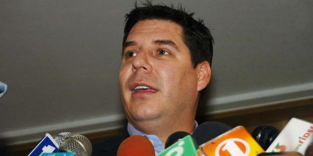 Bolivian Marcelo Claure, founder and president of the wireless distribution and supply chain solutions company Brightstar Corporation, speaks to the press in La Paz, on January 4th, 2008, after announcing the company was installating a cellphone assembly factory in El Alto in the coming months. AFP PHOTO/STR (Photo credit should read STR/AFP/Getty Images)