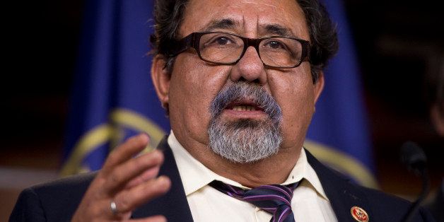 UNITED STATES - JULY 10: Rep. Raul Grijalva, D-Ariz., speaks at a news conference in the Capitol Visitor Center on immigration reform and border security principles. (Photo By Tom Williams/CQ Roll Call)