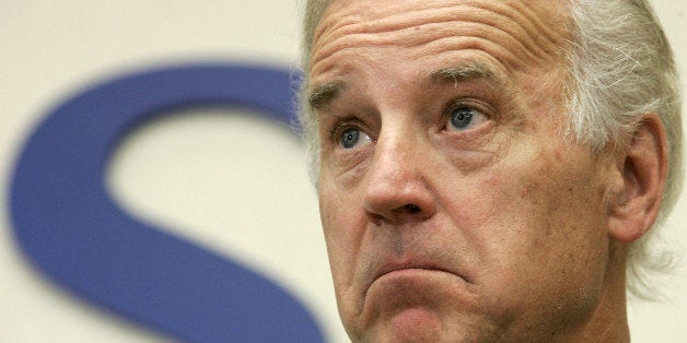 WASHINGTON - JUNE 21: U.S. Senator Joseph Biden (D-DE) reacts as he speaks on U.S. policy in Iraq at the Brookings Institution June 21, 2005 in Washington, DC. Biden laid out his proposal on dealing with the situation in Iraq and expressed on CBS's 'Face the Nation' last Sunday that he may run for the president in 2008. (Photo by Alex Wong/Getty Images)