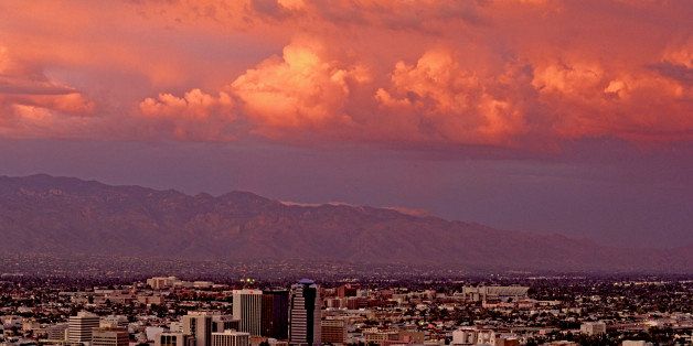 Sunset over Tucson, with Santa Catalina mountains in the background, tucson,az (Photo by Wild Horizons/UIG via Getty Images)