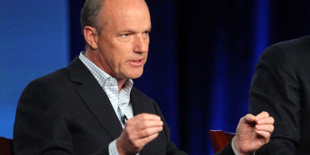 PASADENA, CA - JANUARY 07: (L-R) MSNBC president Phil Griffin and host Joe Scarborough speak onstage during the 'Morning Joe' panel during the NBCUniversal portion of the 2012 Winter TCA Tour at The Langham Huntington Hotel and Spa on January 7, 2012 in Pasadena, California. (Photo by Frederick M. Brown/Getty Images)