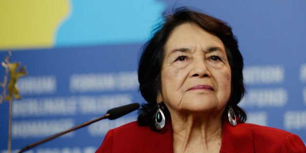 BERLIN, GERMANY - FEBRUARY 12: Dolores Huerta attends the 'Cesar Chavez' press conference during 64th Berlinale International Film Festival at Grand Hyatt Hotel on February 12, 2014 in Berlin, Germany. (Photo by Clemens Bilan/Getty Images)