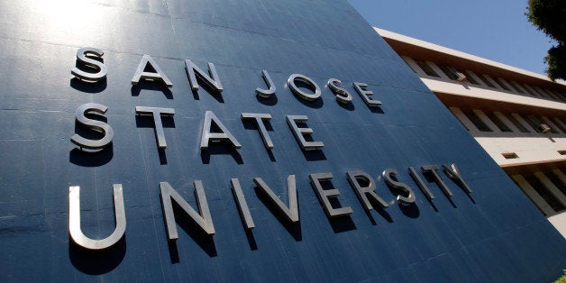 Exterior view of San Jose State University in San Jose, Calif., Thursday, June 30, 2011. The school is one of the state schools that were affected by the new state budget. (AP Photo/Paul Sakuma)