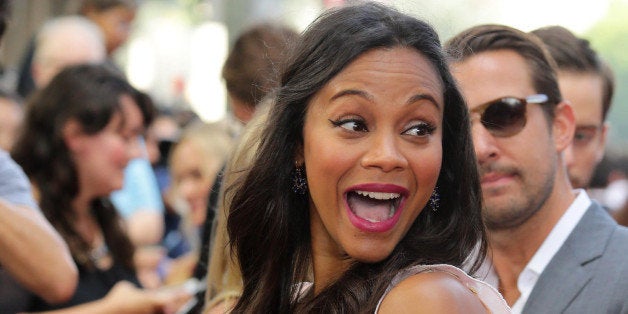 Zoe Saldana seen at Twentieth Century Fox and Reel FX Animation Studios premiere of "The Book of Life" on Sun, Oct 12, 2014, in Los Angeles. (Photo by Eric Charbonneau/Invision for Twentieth Century Fox/AP Images)