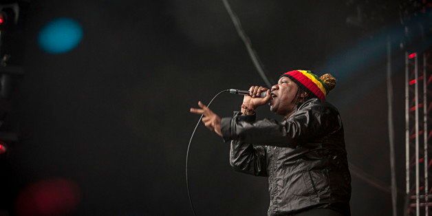 The American rapper KRS-One pictured giving the hip-hop fans a lecture of rap at the German outdoor festival Splash Festival 2013. Germany 2013.. (Photo by: PYMCA/UIG via Getty Images)