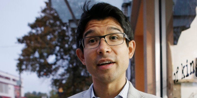 Democratic City Council candidate Carlos Menchaca discusses why he's running for office, Wednesday, Oct. 16, 2013, in the Sun