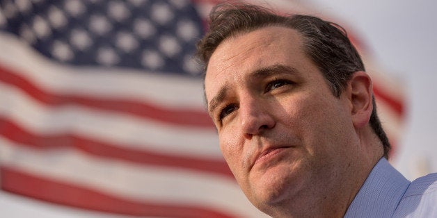 SPARTANBURG, SC - APRIL 3: Senator and GOP presidential candidate Ted Cruz answers questions from local media following a town hall meeting at the Beacon Drive-in restaurant on April 3, 2015 in Spartanburg, South Carolina. The Beacon Drive-in, traditionally a popular venue for campaigning politicians, was Cruz's 2nd stop of the day in South Carolina. (Photo by Richard Ellis/Getty Images)