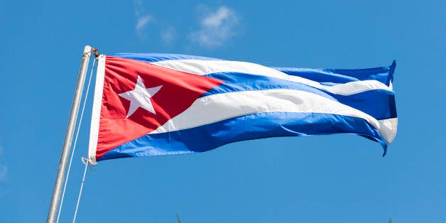 CUBA - 2014/06/25: The beautiful Cuban flag waving in an amazingly blue skiy. (Photo by Roberto Machado Noa/LightRocket via Getty Images)