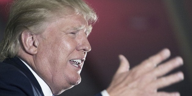 US presidential hopeful Donald Trump delivers remarks at the Maryland Republican Party's 25th Annual Red, White & Blue Dinner on June 23, 2015 at the BWI Airport Marriott in Linthicum, Maryland. AFP PHOTO / PAUL J. RICHARDS (Photo credit should read PAUL J. RICHARDS/AFP/Getty Images)