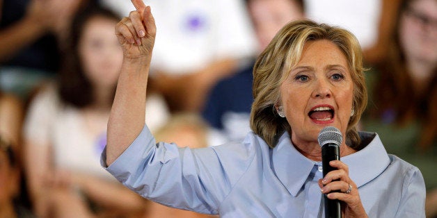 Democratic presidential candidate Hillary Rodham Clinton speaks at a campaign organizing meeting, Friday, Sept. 18, 2015, in Portland, Maine. (AP Photo/Robert F. Bukaty)