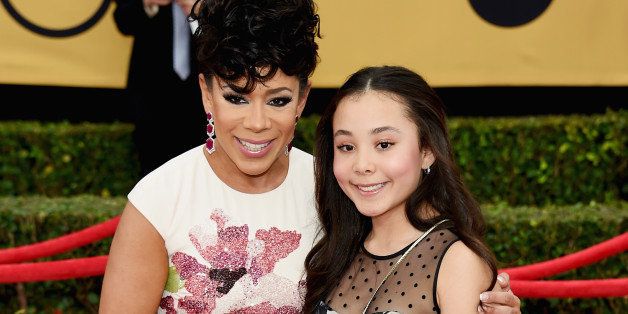 LOS ANGELES, CA - JANUARY 25: Actress Selenis Leyva (L) and her daughter Alina attend the 21st Annual Screen Actors Guild Awards at The Shrine Auditorium on January 25, 2015 in Los Angeles, California. (Photo by Ethan Miller/Getty Images)