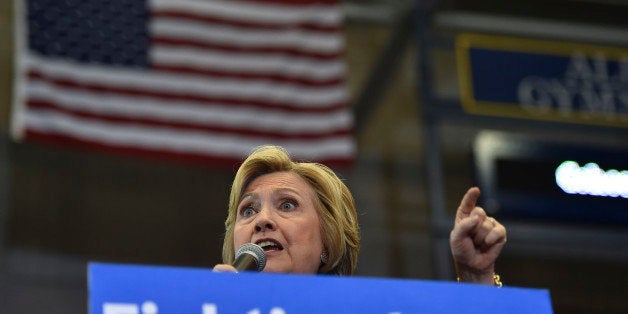 COHOES, NY - APRIL 4: Democratic presidential candidate Hillary R. Clinton addresses her supporters during the Capital Region Organizing Event at Cohoes High School on April 4, 2016 in Cohoes, NY. (Photo by Ricky Carioti/ The Washington Post via Getty Images)