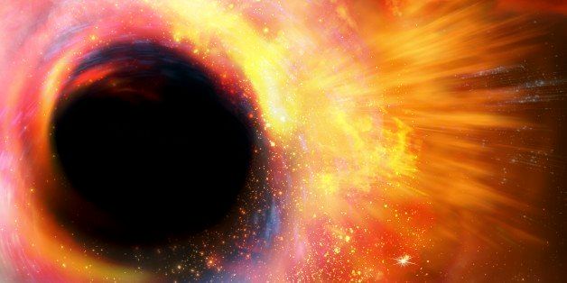 Black hole formation, computer artwork.
