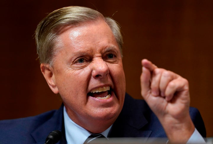 Sen. Lindsey Graham (R-S.C.) goes on the attack Thursday during a Senate Judiciary Committee hearing involving an accusation of sexual assault against Supreme Court nominee Brett Kavanaugh.