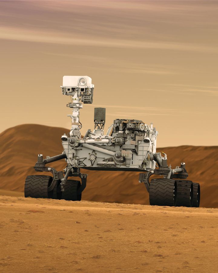 description 1 Mars Rover Curiosity in Artist's Concept, Tall This artist concept features NASA's Mars Science Laboratory Curiosity rover, a ... 