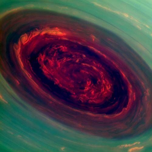 Saturn's huge swirling vortex