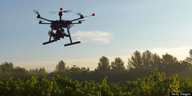Unmanned Aerial Vehicle (UAV) filming vineyards