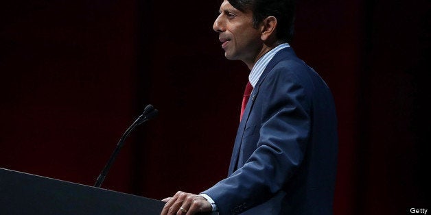 HOUSTON, TX - MAY 03: Louisiana governor Bobby Jindal speaks during the 2013 NRA Annual Meeting and Exhibits at the George R. Brown Convention Center on May 3, 2013 in Houston, Texas. More than 70,000 peope are expected to attend the NRA's 3-day annual meeting that features nearly 550 exhibitors, gun trade show and a political rally. The Show runs from May 3-5. (Photo by Justin Sullivan/Getty Images)