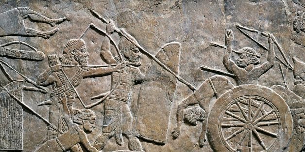 UNSPECIFIED - CIRCA 1996: Persian civilization, 7th century b.C. Relief with battle of Til-Tuba, 645-640 b.C. From Nineveh.