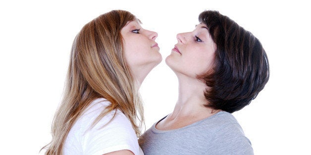 two young women having an...