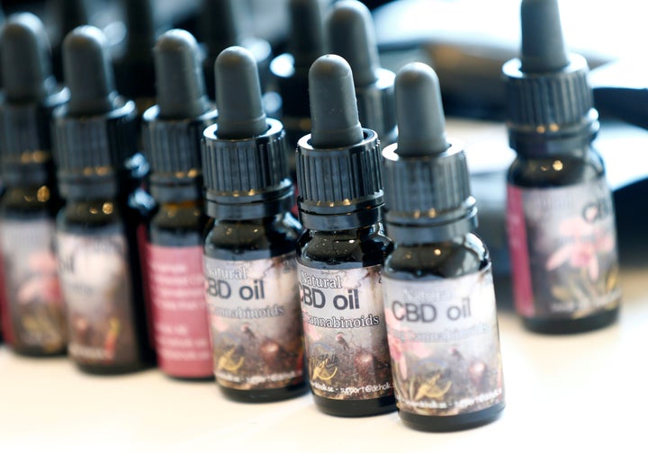 CBD oil bottles on sale in Frankfurt, Germany, on Aug. 28, 2018.