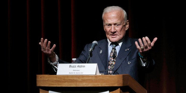 WASHINGTON, DC - APRIL 22: NASA Apollo XI astronaut Buzz Aldrin speaks at the Humans to Mars Summit on April 22, 2014 at George Washington University in Washington, DC. With the goal of sending a manned spacecraft to Mars within the next two decades the summit helps promote the improvement of technologies that will make travel to the planet more feasible. (Photo by Win McNamee/Getty Images)