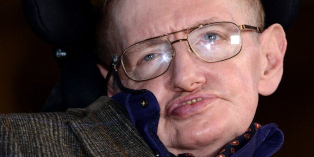 CAMBRIDGE, CAMBRIDGESHIRE - SEPTEMBER 19: Professor Stephen Hawking attends the gala screening of 'Hawking' on the opening night of the Cambridge Film Festival held at Emmanuel College on September 19, 2013 in Cambridge, Cambridgeshire. (Photo by Karwai Tang/Getty Images)