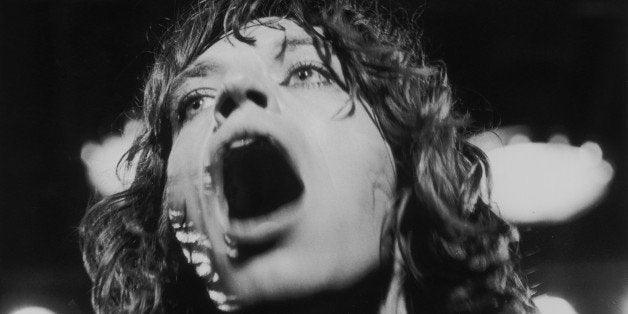 Mick Jagger's famous lips during the Rolling Stones Tour of the Americas, 1975. (Photo by Christopher Simon Sykes/Hulton Archive/Getty Images)