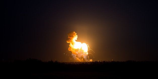 WALLOPS ISLAND, VA - OCTOBER 28: In this handout provided by National Aeronautics and Space Administration (NASA), The Orbital Sciences Corporation Antares rocket, with the Cygnus spacecraft onboard suffers a catastrophic anomaly moments after launch from the Mid-Atlantic Regional Spaceport Pad 0A at NASA Wallops Flight Facility on October 28, 2014 on Wallops Island, Virginia. William Gerstenmaier, associate administrator of NASA's Human Exploration and Operations Mission Directorate and Michael Suffredini, NASA's International Space Station Program Manager also participated in the press conference via phone. Cygnus was on its way to rendezvous with the space station. The Antares rocket lifted off to start its third resupply mission to the International Space Station, but suffered a catastrophic anomaly shortly after lift off at 6:22 p.m. EDT. (Photo by Joel Kowsky/NASA via Getty Images)